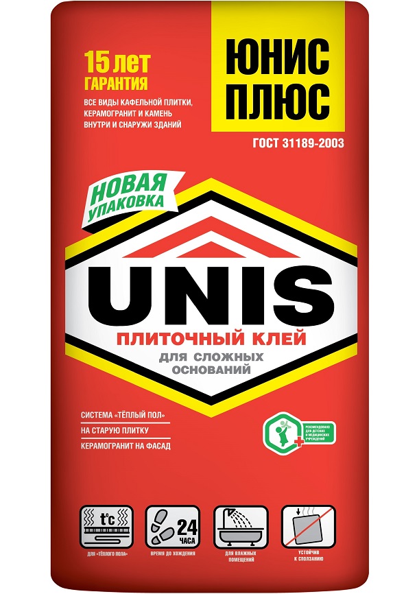 Клей плиточный UNIS Плюс 25 кг 